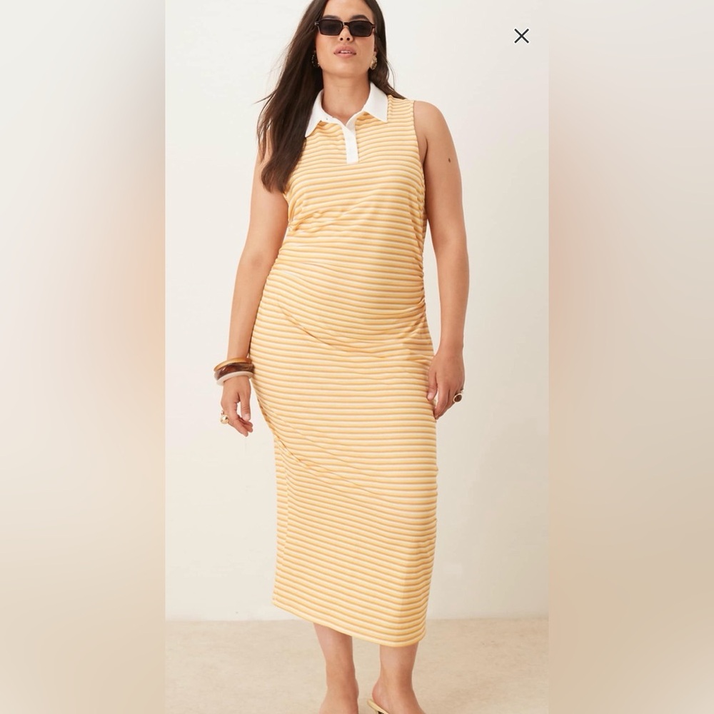 Striped Yellow and Orange Bodycon Maxi Dress